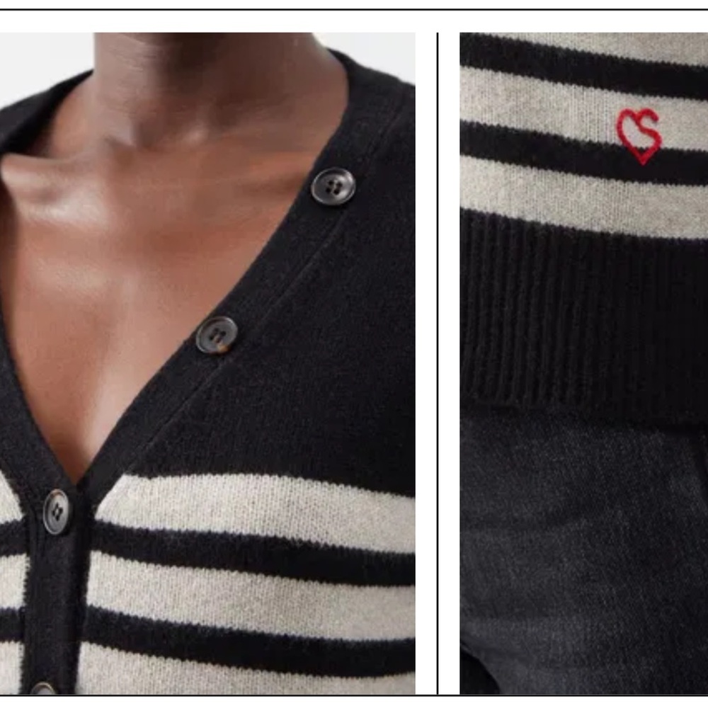 Frame x Claudia Schiffer Striped Cashmere Cardigan - Picture 3 of 9